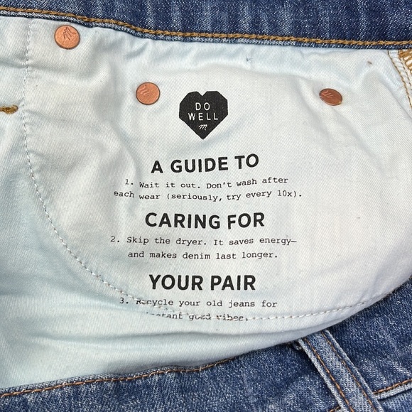 Madewell High Rise Denim Shorts Distressed Cut off style Size 32 Medium Wash - Picture 7 of 12